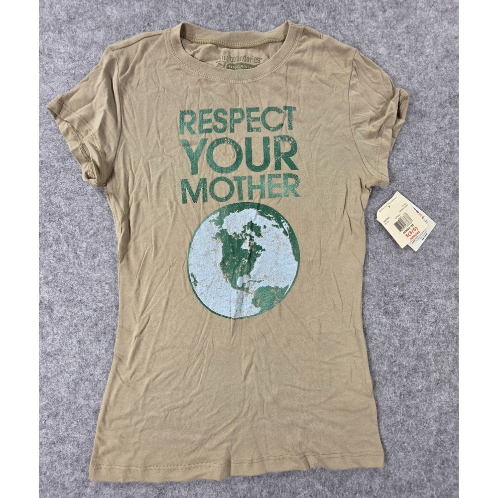 NWT Vintage 2000's No Boundaries Women's Organic Y2K Shirt S Tan NEW Earth